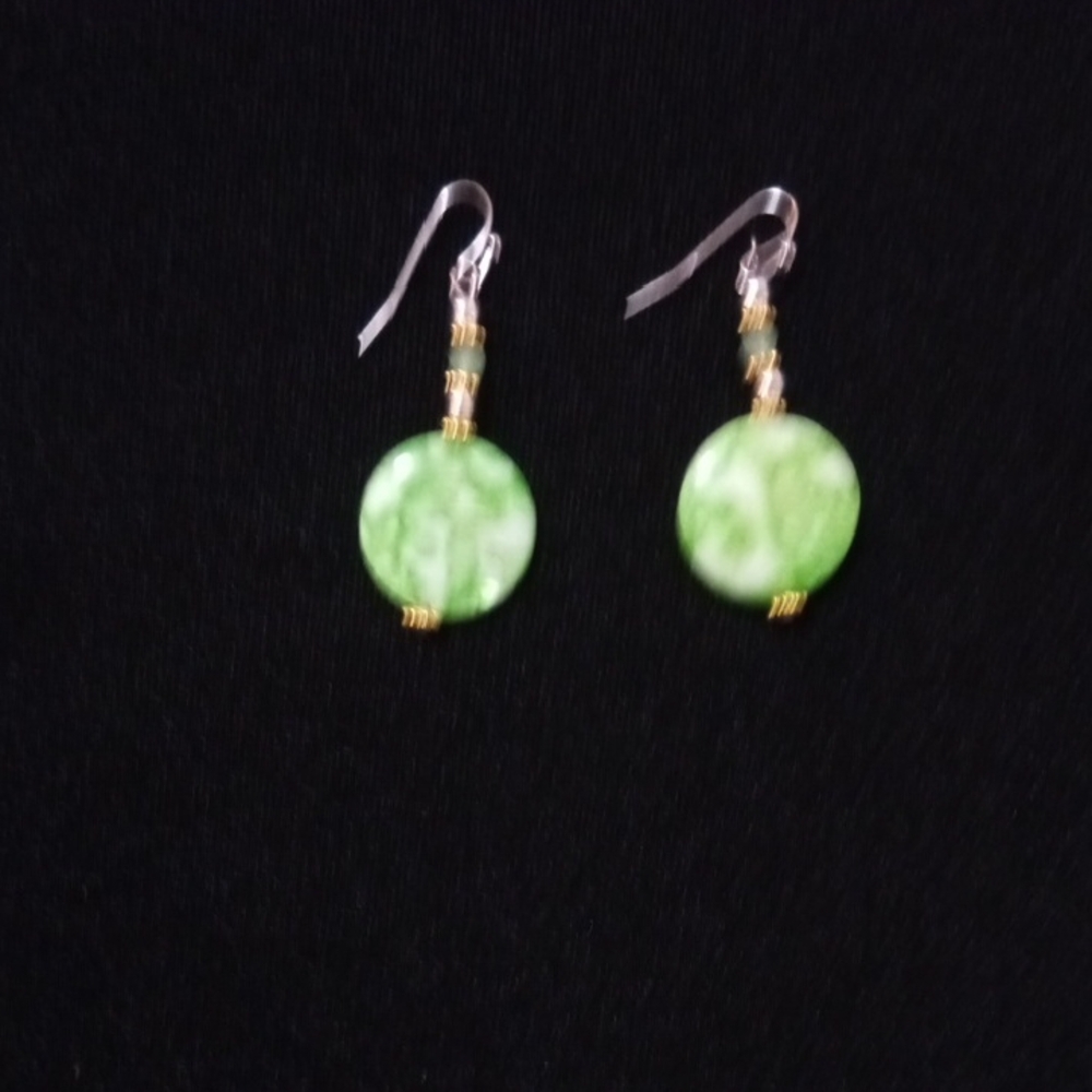 Elegant Handmade Green Dangle Earrings